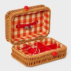 Picnic Style Faux Wicker Travel Jewelry Organizer - A New Day&trade; Brown/Orange: Polyurethane Storage Box, 18+ Age
