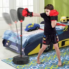 Costway Kids Punching Bag with Stand Height Adjustable Boxing Equipment with Gloves