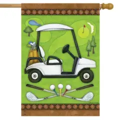 Golf Spring House Flag Cart Clubs Sports 28" x 40" Briarwood Lane