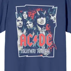 ACDC Highway To Hell Crew Neck Short Sleeve Navy Women's T-shirt