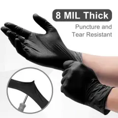 WeCare Diamond Textured Black Nitrile Gloves, 8 Mil Thickness - Perfect for Industrial & Automotive Work
