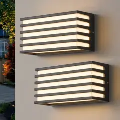 C Cattleya 2-Pack Modern Black Aluminum LED Outdoor Indoor Wall Lights