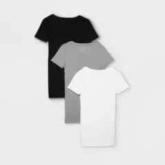 Short Sleeve Non-Shirred 3pk Bundle Maternity T-Shirt - Isabel Maternity by Ingrid & Isabel&trade; Black/White/Gray