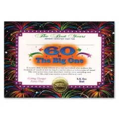 Beistle 60 Is The Big One Certificate, 5" x 7", (6/Pkg) Multicolored