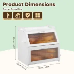 Unique Bargains Bamboo Large Double Layer Acrylic Window Bread Storage Container White