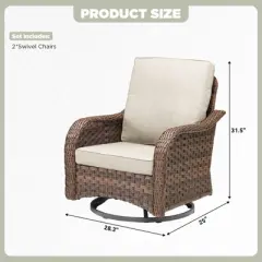 Buenhomino Patio Wicker Chairs Swivel Rocker Outdoor Rocking Chairs Set