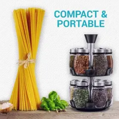 Belwares Spice Jar Rack &ndash; 12 Durable Glass Jars in Sleek & Attractive Carousel