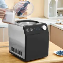 VEVOR Upright Automatic Ice Cream Maker with Built-in Compressor, 2 Quart No Pre-freezing Fruit Yogurt Machine, Stainless Steel Electric Sorbet Maker
