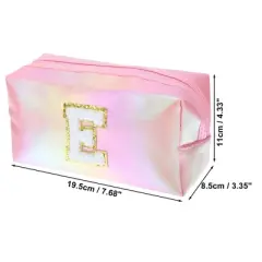 Unique Bargains Women's Durable Letter E Cosmetic Bag Pink 1 Pc