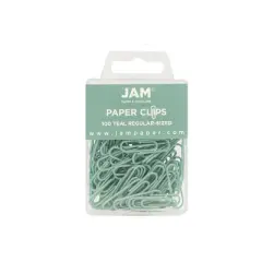 JAM Paper Colored Standard Paper Clips Small 1 Inch Teal Paperclips 21832064B