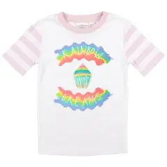 Rainbow Dreams Youth Girls Pink & White Striped Short Sleeve Shirt & Sleep Pants Set