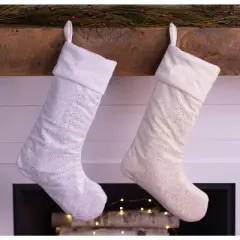 White and Silver Christmas Stocking &ndash; Soft Plush Fabric &ndash; Handmade in Minnesota by MerryStockings