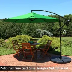 Sunnydaze Outdoor Steel Cantilever Offset Patio Umbrella with Air Vent, Crank, and Base - 9.25'