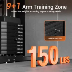 Home Gym, Exercise Equipment - All in One Multifunctional Full Body Workout Machine with 150LBS Weight Stack & Pulley System