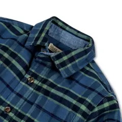 Hope & Henry Boys' Long Sleeve Flannel Button Down Shirt with Elbow Patches, Kids
