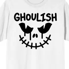 Kids Halloween Ghoulish Face Youth White Short Sleeve Crew Neck Tee
