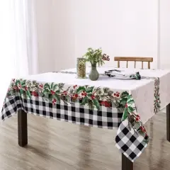 Elrene Holly Farmhouse Charm Holiday Fabric Tablecloth - Elrene Home Fashions