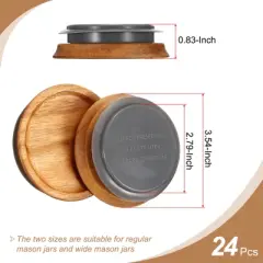 Unique Bargains Wooden Wide Mouth Mason Jar Lids with Airtight Silicone Seal 24 Pcs