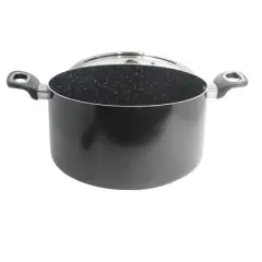 IMUSA 10qt Ceramic Bistro Stock Pot Black: Aluminum Exterior, Hand Wash, Electric & Gas Compatible Cooking Pot