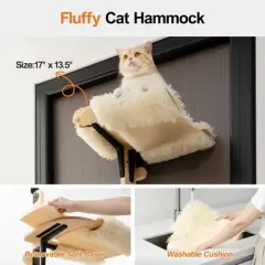 Mewoofun Pet Toy 4 Levels Over Door Cat Climbing Shelves and Cat Tree, Stable with Cat Stairs and Hammock for Kittens, Brown, 26.8"*13.8"*65"