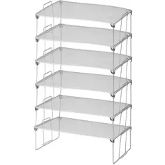 YBM Home Stackable and Foldable Silver Steel Mesh Storage Rack Shelf, Pack of 6