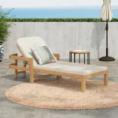 Christopher Knight Home Paolo Outdoor Adjustable Acacia Wood Chaise Lounge with Cushion