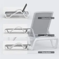 Kumasinova Modern Patio Chaise Lounge,Reclining Outdoor Pool Chaise Long Chairs,Aluminum Patio Long Chaise for Poolside&Backyard