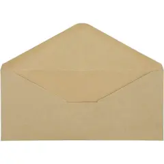 Sustainable Greetings 100 Count Kraft Envelopes V Flap with Gummed Glue Seal for Home and Office, 9.5 x 4 Inches, Brown