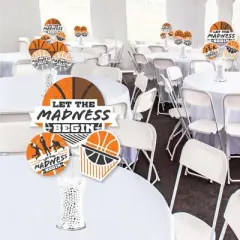 Big Dot of Happiness Basketball - Let the Madness Begin - College Basketball Party Centerpiece Sticks - Showstopper Table Toppers - 35 Pieces