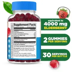 Lifeable - Sugar Free - Sambucus Elderberry + Vitamin C and Zinc - Kids - 60 Gummies