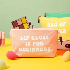 Glamlily 6 Pack Small Canvas Makeup Bags with Zipper for Women, 3 Colors/Designs (8 x 4 x 6 In)