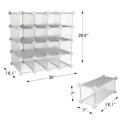 Hastings Home 16-Piece Interlocking Customizable Storage Cubby System &ndash; White