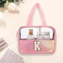 Unique Bargains Women's Clear Letter K Makeup Bag Pink 1 Pc