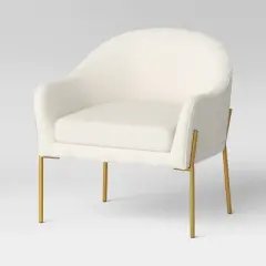 Gladden Barrel Accent Chair Cream Boucle/Brass - Threshold&trade;: Gold-Tone Metal Legs, Curved Back, Upholstered Armchair