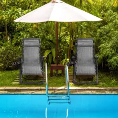 Tangkula Oversized Zero Gravity Lounge Chair Folding Recliner w/ Cup Holder & Pillow, Gray