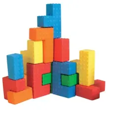 Edushape Sensory Puzzle Blocks, Assorted Colors and Shapes, Set of 18