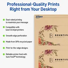 Avery Rectangle Business Cards, 2" x 3-1/2", Kraft Brown, 80 Total