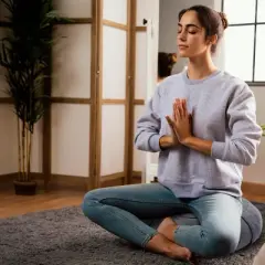 Cheer Collection Premium 16&rdquo; Buckwheat  Round Yoga and Meditation Floor Cushion with Removable Cover (Gray)