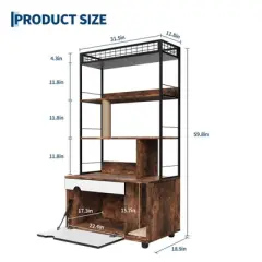 Hidden Cat Litter Box Furniture with Storage Rack, Metal 2-in-1 Pets Furniture with Shelf Corridor Cushioned Mat, Cat Scratching Post