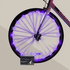 Activ Life Bike Lights for Wheels, Best Basket Stuffers for Kids & Teen Gifts; with Batteries Included - 1 Tire Pack, Purple