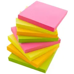 BAZIC Products&reg; Stick On Notes, 3" x 3", Neon, 90 Sheets, 12 Per Pack, 3 Packs