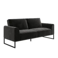 Adley Velvet Fabric Coil Futon with Metal Base - CosmoLiving by Cosmopolitan