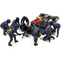 Formula One F1 Pit Crew 7 Figurine Set Team Blue Release II for 1/18 Scale Models by American Diorama