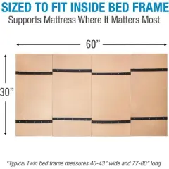 DMI Foldable Box Spring, Bunkie Board, Bed Support Slats for Support to Streamline and Minimize the Bed, No Assembly Needed, Twin Size, 60 x 30