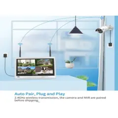 Hiseeu House and Commercial Security Camera Equipment Kit with 10 CH 2K, 10.1 in. LCD Monitor NVR, 4 Wireless Cameras, 3TB Hard Drive
