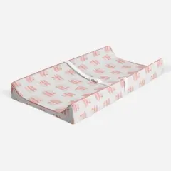 Bacati - Olivia Coral Feathers Quilted Muslin Changing Pad Cover