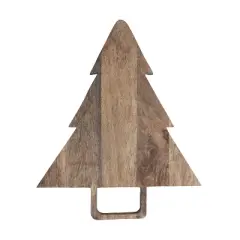 Storied Home Mango Wood Tree-Shaped Cheese/Cutting Board with Handle, Natural