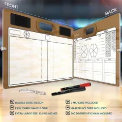 SCRIBBLEDO Volleyball 15"x10.5" Coach Dry Erase Board with 2 Markers &ndash; Reusable Volleyball Coaching Whiteboard for Plays Drills Teams & Training