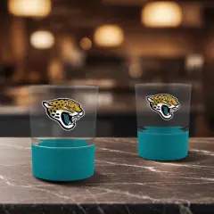 NFL Jacksonville Jaguars 14oz Rocks Glass Set with Silicone Grip - 2pc