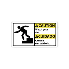 National Marker Caution Signs; Watch Your Step (Bilingual W/Graphic) 10X18 Rigid Plastic CBA6R